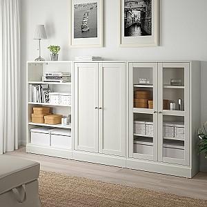 Dulap cu vitrina IKEA Havsta White 243x37x134 cm