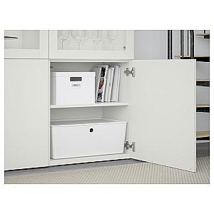 Dulap cu vitrina IKEA Besta White / Selsviken clear white / glossy glass 120x40x192 cm