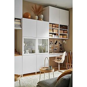 Dulap cu vitrina IKEA Besta White / Selsviken clear white / glossy glass 120x40x192 cm