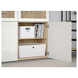 Dulap cu vitrina IKEA Besta antique oak / Selsviken white / glossy clear glass 120x40x192 cm