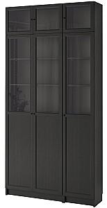 Dulap cu vitrina IKEA Billy / Oxberg Black-Brown 120x30x237 см