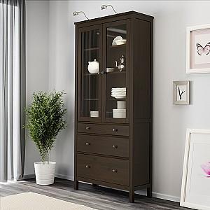 Dulap cu vitrina IKEA Hemnes Black-Brown 90×197 cm