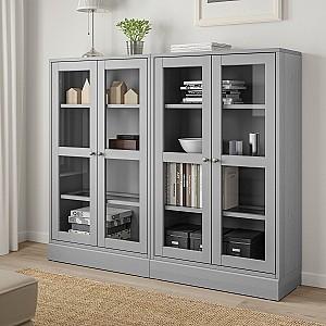 Dulap cu vitrina IKEA Havsta Gray 162x37x134 cm