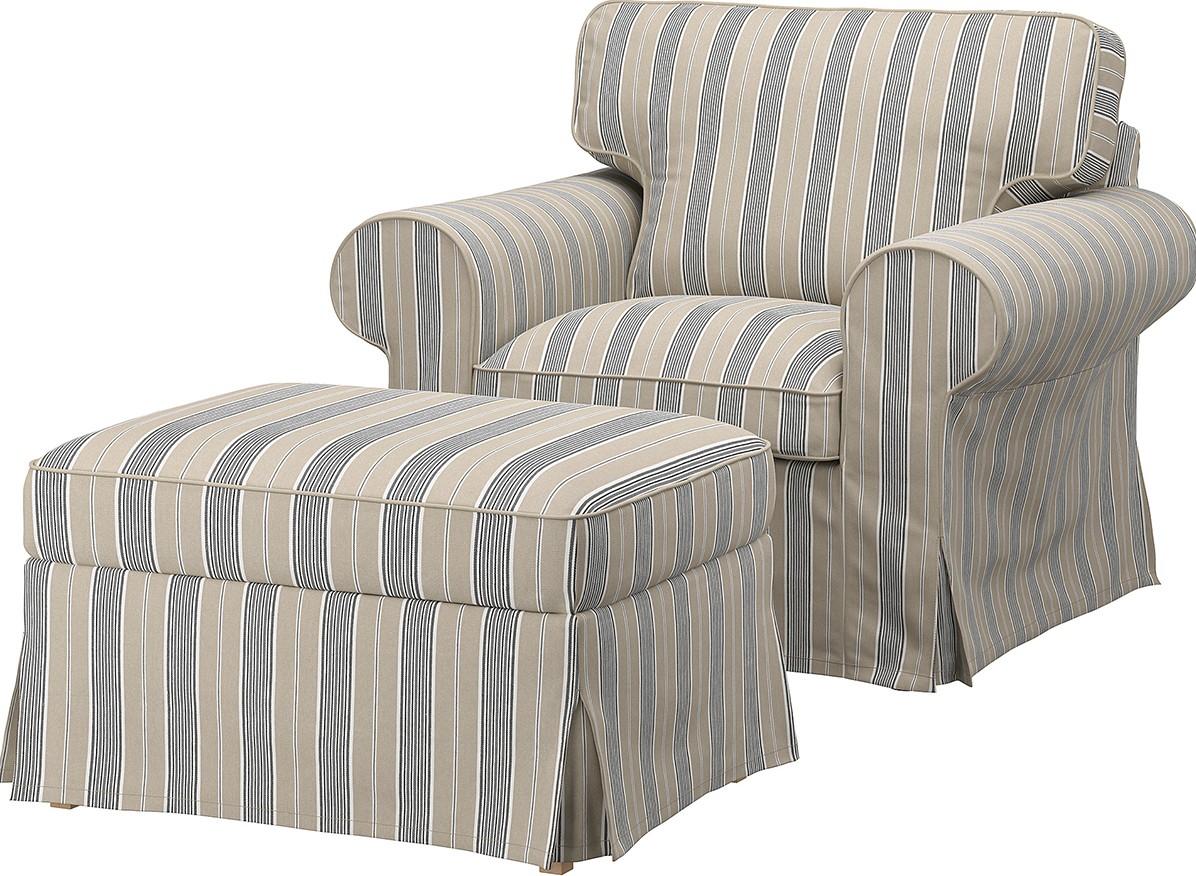 Fotoliu IKEA Ektorp/Karlshov cu puf Bej/Multicolor