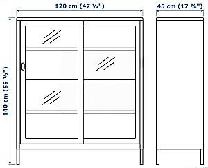 Dulap cu vitrina IKEA Idasen 120x140 Gri Inchis