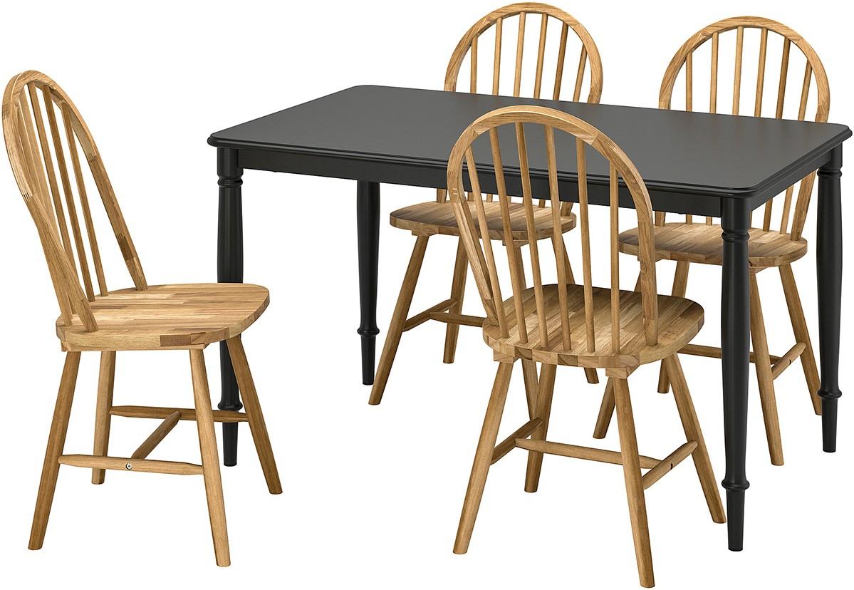 Set de masa si scaune IKEA Danderyd/Skogsta 130cm (1+4) Negru/Acacia