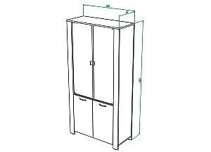 Dulap cu vitrina ML Mobila Vega Nr.14 Stejar Kraft Alb/Gri