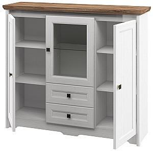 Dulap cu vitrina Neman Tivoli MN-035-04 Alb Structural/Stejar Stirling(Maro)