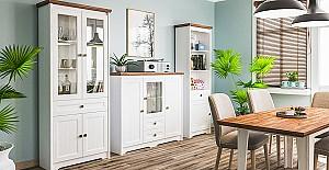 Dulap cu vitrina Neman Tivoli MN-035-04 Alb Structural/Stejar Stirling(Maro)