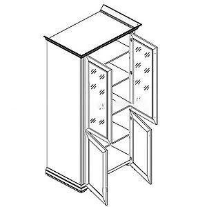 Dulap cu vitrina Yasen White 2D2W Pin Argintiu