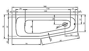 Cadă de baie Riho Dola A 1600x700 Dr B045001005