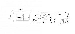 Cadă de baie Stelle Banyo Milas 70x140cm White