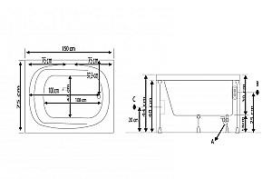 Cadă de baie Stelle Banyo Side (75x150) White
