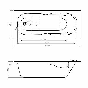 Cadă de baie Banoperito Zea 170x70 cm