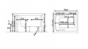 Cadă de baie Stelle Banyo Delta (75x150) White