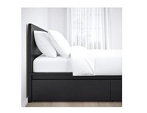 Pat IKEA Malm black-brown 140×200 cm (4 cutii depozitare)