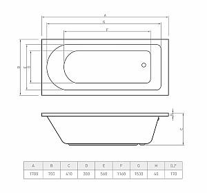 Cadă de baie Bonito Home ELARA 1700Х700 (114226)