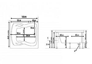 Cadă de baie Stelle Banyo Carlo-Aksu (80x160) White