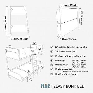 Pat rabatabil Flat 2 Easy Bunk 80/90x190 Alb