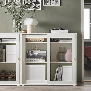 Dulap cu vitrina IKEA Vihals 285x37x90 Alb