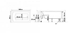 Cadă de baie Stelle Banyo Milas (80x180) White