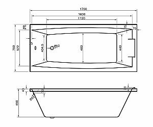 Cadă de baie Banoperito Lita 170x75 cm