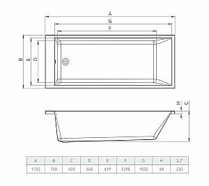 Cadă de baie Bonito Home GRANDE 2 1700X700 (114222)