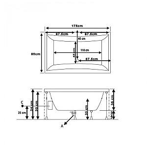 Cadă de baie Stelle Banyo TARESA Rec 85x175 cm