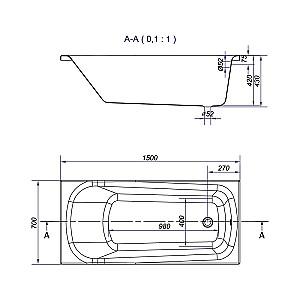 Cadă de baie Cersanit Nao 150x70 cm