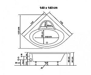 Cadă de baie Stelle Banyo Evren (140x140) White