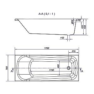 Cadă de baie Cersanit Nao 170x70 cm