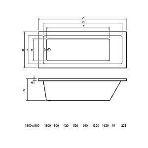 Cadă de baie Bonito Home DELIA 1800Х800 (114221)