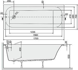 Cadă de baie Sanplast WP Free 70x170 + STW (610-040-0070-01)