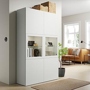 Dulap cu vitrina IKEA Besta Lappviken, Sindvik white glass, 120x40x192 cm
