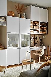 Dulap cu vitrina IKEA Besta Lappviken, Sindvik white glass, 120x40x192 cm