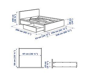 Pat IKEA Malm White Luroy 140×200 cm (2 cutii depozitare)