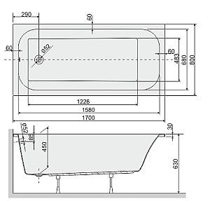 Cadă de baie Sanplast WP/FREE 170x80 (610-040-0260-01)