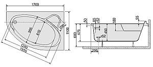Cadă de baie Sanplast Wap Co 110x170 (073217-10-00)