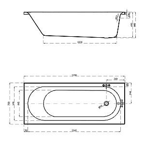 Cadă de baie Cersanit Octavia 1700x700