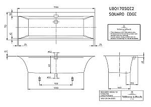 Cadă de baie Villeroy & Boch Square Edge 170x75 (UBQ170SQE2DV01)