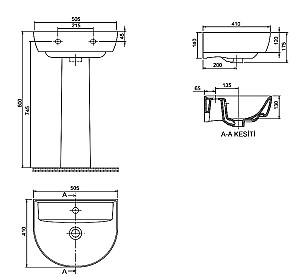 Lavoar baie CeraStyle Bella 50x40 White Turkuaz