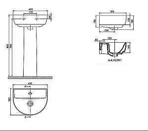 Lavoar baie CeraStyle Bella 45x35 cm White