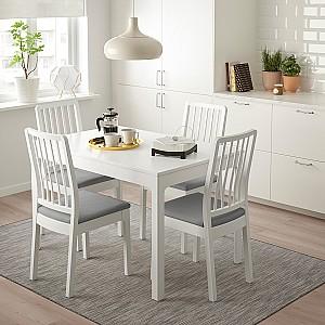 Set de masa si scaune IKEA Ekedalen / Ekedalen White Orrsta-gray (4 scaune )