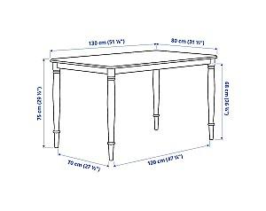 Set de masa si scaune IKEA Danderyd / Ingolf pine veneer black/black-brown 130x80 cm (4 scaune)