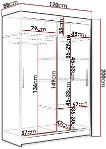 Dulap-cupe Space Meble Miami VI 120x200x58 Negru Mat