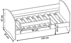 Pat copii Acma Meble Acma II 80x180 bariera/saltea 7cm Alb