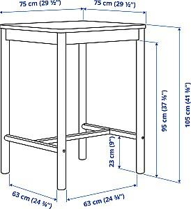 Set de masa si scaune IKEA Ronninge 75x75x105 (2+1) Mesteacan (Bej)