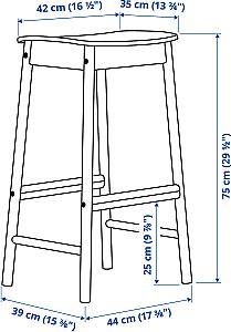 Set de masa si scaune IKEA Ronninge 75x75x105 (2+1) Mesteacan (Bej)