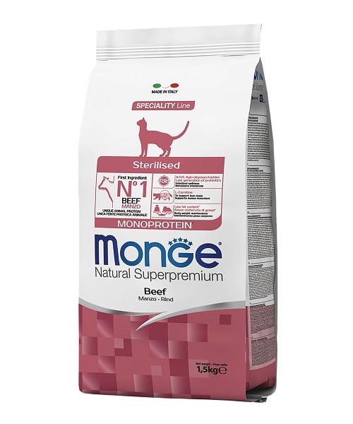 Hrana uscata pentru pisici Monge STERILISED MONOPROTEIN BEEF 1.5kg