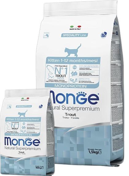 Hrana uscata pentru pisici Monge KITTEN MONOPROTEIN TROUT 1.5kg